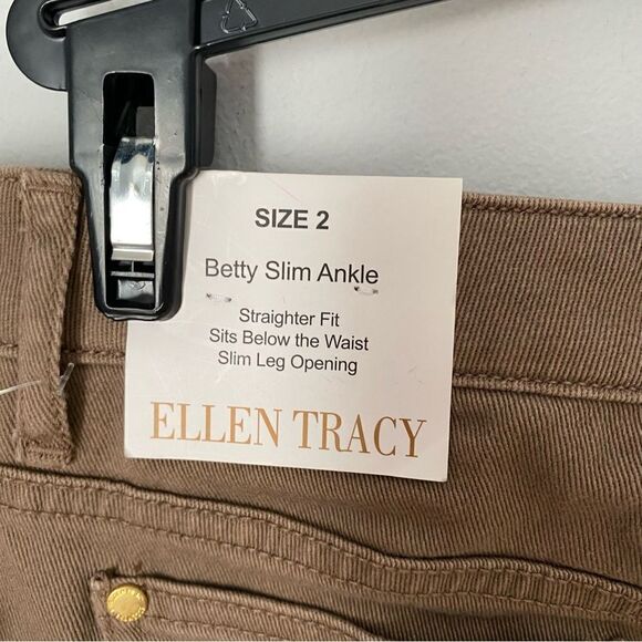 Ellen Tracy Women’s Betty Slim Ankle Straight Fit Brown Denim Pants size 2 - Picture 3 of 4